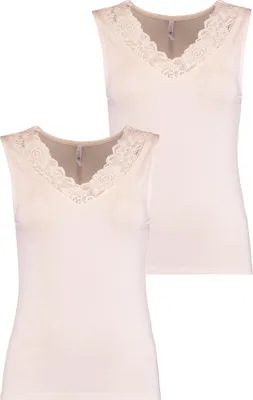Produktbild von 2er Set T-Shirt Set ärmellos mit Spitzeinsatz | S