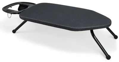 Klappbares Tischbügelbrett 36x64 cm mit Bügeleisenhalter, schwarz