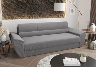 Produktbild von BEDANTE SOFA REBI BIS mit Schlaffunktion POSO 110 Hellgrau mit Stauraum Bettkasten Wohnzimmersofa Couch Sofa Bettsofa Bettkasten Bettcouch