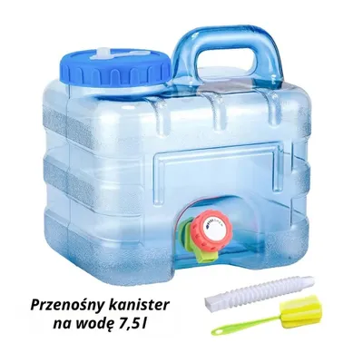 Zdjęcie produktu dla Kanister na wodę 7,5 l - przenośny, szczelny pojemnik na wodę do picia na kempingu i w plenerze