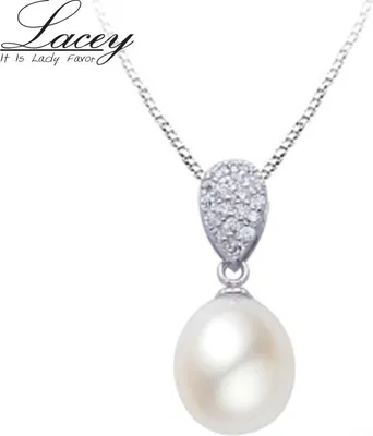 Produktbild von Halskette Lacey Nela - Elegante Damenhalskette mit Flussperle und Zirkonen KP3951
