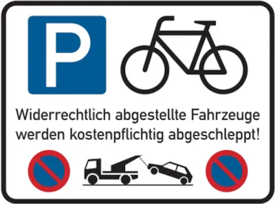 Produktbild von Dreifke® Parkverbotsschild, Fahrradstellplatz, 300 x 400 mm, Aluverbund, Aluv...
