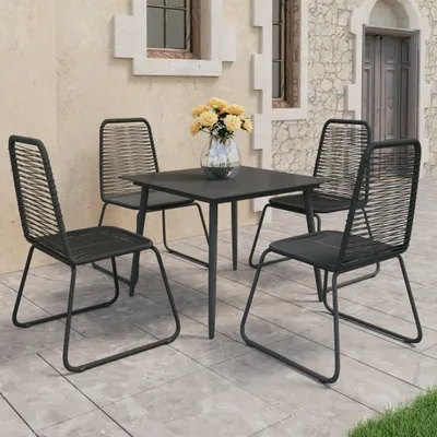 Image de Maison Exclusive - Ensemble de salon de jardin 5 pièces en rotin PVC noir