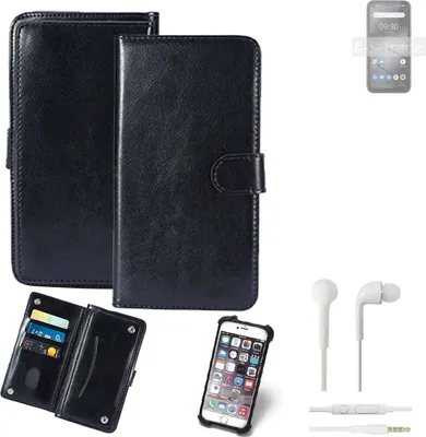 Produktbild von K-S-Trade 360° Hülle kompatibel mit Gigaset GX6 inkl. Headphones schwarz Kunstleder Case BookCase WalletCase Kunstlederederhülle Handyhülle,