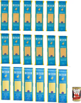 Produktbild von Testpaket Spaghetti Spaghettini Linguine Pasta De Cecco 100% Italienisch 18x 500g + Italian Gourmet Polpa 400g