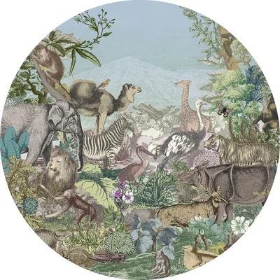Obrázok produktu pre Komar samolepiaca okrúhla tapeta Animal Kingdom Multicolor - 611163 - Ø 125 cm