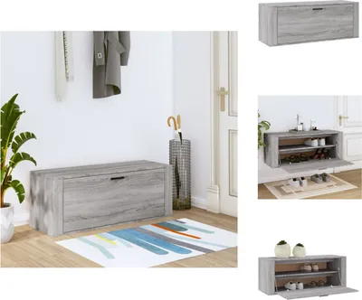 Obrázok produktu pre vidaXL Nástenný botník Grey Sonoma 100x35x38 cm Materiál na báze dreva - Regály a skrinky na topánky