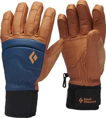 Skihandschuhe "Spark Gloves" von Black Diamond; braun und blau; mit elastischem Bündchen.