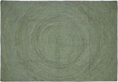 Produktbild von Juteteppich für das Wohnzimmer, 200x290 cm – großer handgewebter Teppich für Innenräume, robuster Naturfaserteppich für Esszimmer und Schlafzimmer, modernes Design in Olivgrün
