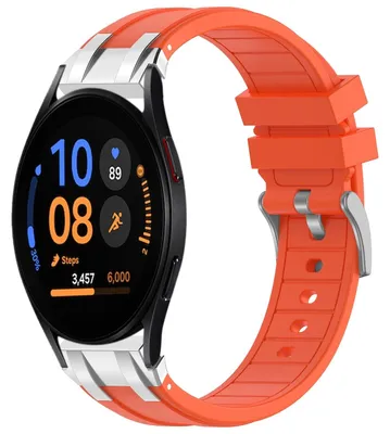Produktbild von Für Samsung Galaxy Watch FE 40mm Silikon Schnellverschluss silberner Schnalle Ersatz Arm Band Orange
