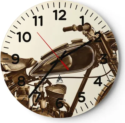 Produktbild von Wanduhr - Rund - Glasuhr - motor retro - 30x30cm - Schleichendes Uhrwerk - Lautlos - zum Aufhängen bereit - Dekoration Modern - Wanddekoration aus Glas - C4AR30x30-4086