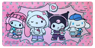 Productafbeelding van Sanrio Roze en Zwarte Party Serie XXL Muismat met Hello Kitty & Vrienden - Pop-design