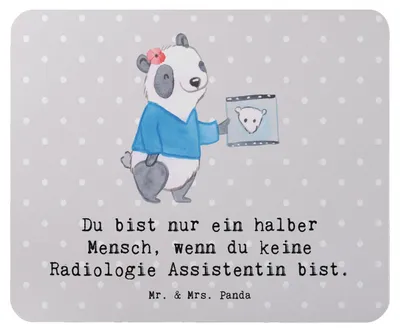 Produktbild von Mr. & Mrs. Panda Mauspad Radiologie Assistentin Herz - Grau Pastell - Geschenk, pc, Mousepad, Mouse Pad, laptop