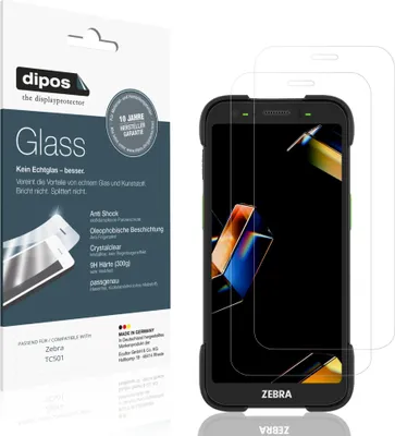 Produktbild von 2x Schutzfolie für Zebra TC501 - Anti-Shock 9H Folie dipos Glass Kunststoffglas