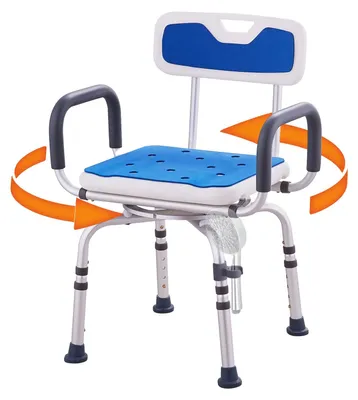 Obrázek produktu pro VEVOR 360° otočná židle do sprchy, nastavitelné sedátko do sprchy s područkami a opěradlem pro vnitřní sprchy nebo vany, protiskluzová otočná židle do vany pro seniory, zdravotně postižené a zraněné