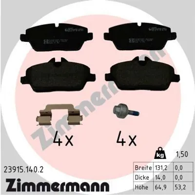 Produktbild von ZIMMERMANN Bremsbeläge Satz Vorne Bremsklötze für BMW i3 (I01) 23915.140.2