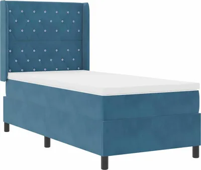Immagine prodotto di Letto boxspring vidaXL con materasso e testiera, blu, 90 x 190 cm, in velluto