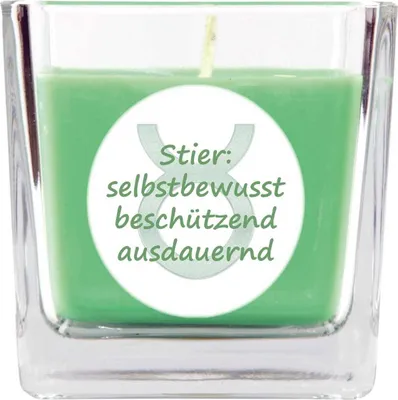 Obrázok produktu pre HS Candle "Zverokruh" sviečka s vôňou kokosu v nádobe na cukrovinky ( Taurus ) - na výber z mnohých motívov, 190 g - doba horenia až 50 hodín - Taurus