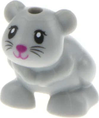 Produktbild von 1x Lego Tier Hamster neu-hell grau Gesicht weiß pink Friends Molly 24183pb03