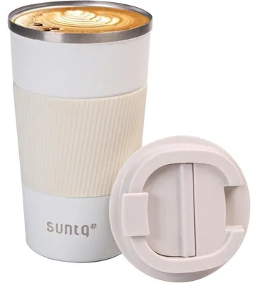 Produktbild von Kaffeebecher to go Thermo Edelstahl 510ml Weiß mit auslaufsicherem Deckel und isolierter Doppelwand