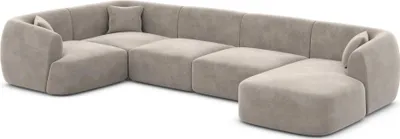 Produktbild von Samtstoff U-Form XL Wohnlandschaft Elvira Sand Rechts