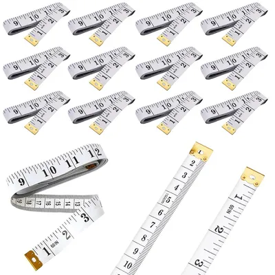 12er-Pack Maßband 150 cm/60 Zoll, flexibel, doppelseitig, weiß
