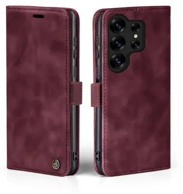 Produktbild von Handy Hülle für Samsung Galaxy S25 Ultra Klapphülle Bookcase Flip Cover Handy Tasche Etui Farbe: Weinrot