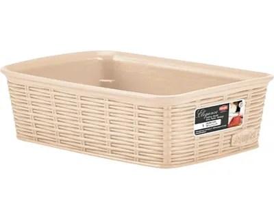 Productafbeelding van STEFANPLAST prullenbak Elegance, rietmotief, kasjmierkleur, afmetingen 20x14x6 cm
