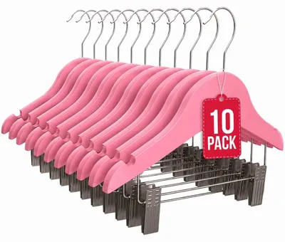 Imagen del producto de Percha de Madera Infantil con Pinzas Rosa Pack 10 COM-FORT HOUSE