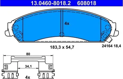Produktbild von ATE Bremsbeläge Satz Vorne für CHRYSLER 300 C Touring (LX, LE) 13.0460-8018.2