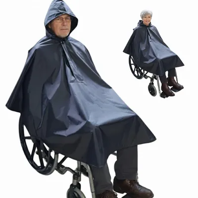 Produktbild von Seniori Regenponcho Regencape mit Reflektor | Rollstuhl Poncho wasserdicht, winddicht | Regenschutz für Rollstuhlfahrer & Betreuer