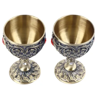 Zdjęcie produktu dla Metalowy kubek do wina, metalowy puchar do wina, metalowy wytłaczany kubek do wina, metalowy kubek do wina w stylu retro, kieliszek do wina w stylu vintage, metalowy puchar do wina