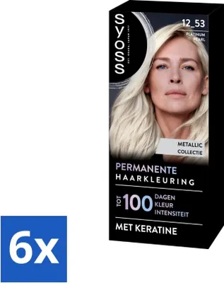 Image de SYOSS - Coloration 12-53 Platinum Pearl - Coloration pour cheveux - Couvre les cheveux gris - Réduit la casse - Pack avantage - 6 pièces