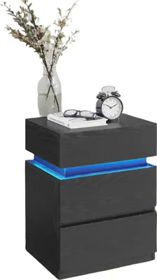 Obrázok produktu pre LED príkonový stolík, nastaviteľné farby, nočný stolík, čierna farba, rozmer 35,1 x 40,1 x 55,1 cm