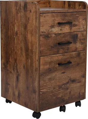 Produktbild von BEGRYF Rollcontainer dunkelbraun 72x42x40 cm Schubladenschrank mit Rollen Büroschrank Holzoptik Industrial