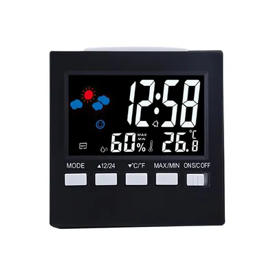 Produktbild von Funk-Digitalwecker mit Sound-Control-Hintergrundbeleuchtung, Thermometer & Hygrometer, Mehrzweck-Wecker für Zuhause und Büro