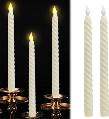 Produktbild von 2 Stück LED Stabkerzen Batteriebetrieben,Tafelkerzen LED Kerzen Flammenlos Weihnachtsdeko Esszimmer Restaurant Bankett Geburtstag Feiertag,Beige