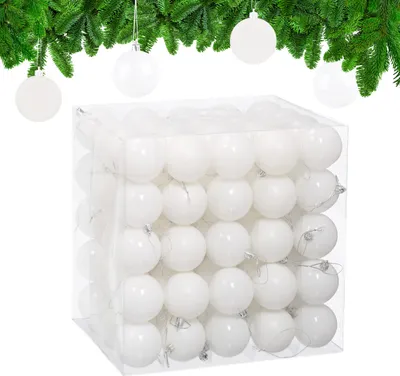 Immagine prodotto di Set da 100 palline natalizie Relaxdays, decorazioni natalizie, opache e lucide, palline per l'albero di Natale ∅ 6 cm, decorazioni per l'albero di Natale, bianche