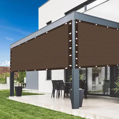 Image de Filet de protection solaire filet d'ombrage avec oeillets, filet d'ombre de serre filet résistant aux UV pour pergola, jardin, serre, poulailler, extérieur,3mx3m,brun