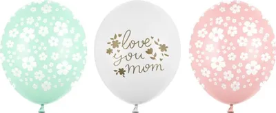 Produktbild von Luftballons 30 cm, Hab dich lieb, Mama, Mix (1 Packung / 50 Stück)