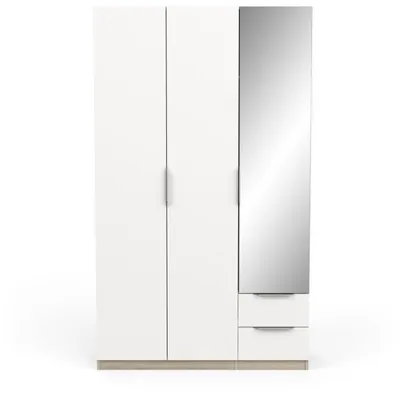 Image de CALICOSY - Armoire 3 portes, 2 tiroirs et 1 miroir Ghost - L119,4 cm