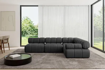 Produktbild von ALTDECOR Modulares Sofa Ecksofa in L-Form - Mende-L2 - 285x190x70 cm Schwarz Corner modular Sofa Eckcouch Couch Wohnlandschaft Cauchsofa Polstersofa