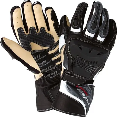 Produktbild von RO86 - Schwarz/Weisse Motorradhandschuhe aus Leder  Roleff Größe: M,