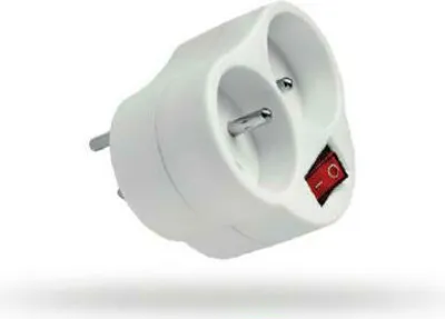 Obrázok produktu pre 2-zásuvkový uzemnený rozdeľovač s prepínačom biely Elgotech RC-20W
