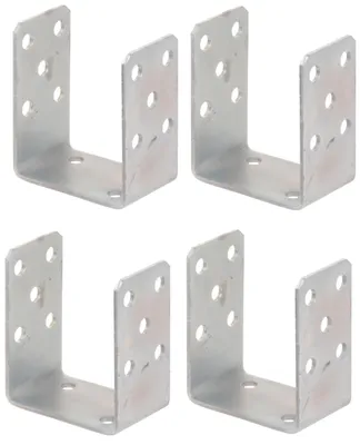 Produktbild von Aqbau 4er Set U-Pfostenträger zum Aufschrauben 90 mm – Pfostenanker aus verzinktem Stahl 4 mm, Bodenanker für Holzpfosten, für Zaun, Pergola, Terrasse