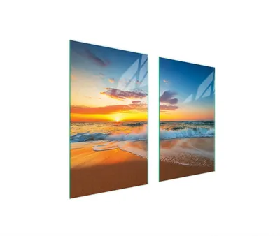 Immagine prodotto di Piastre copri fornello 2 pezzi 75x52 Vetroceramica copri piano cottura vetro tagliere spiaggia sole