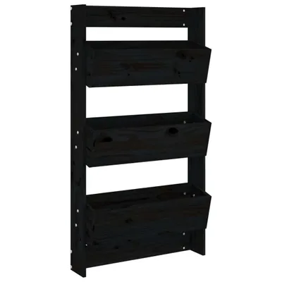 Produktbild von vidaXL Wand-Pflanzkübel 3 Fächer 60x18,5x110 cm Schwarz Kiefernholz