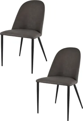Produktbild von Tommychairs 2er Set gepolsterten Stühle Jennifer, mit nilpferdfarbenem Kunstleder bezogen und mattschwarzen Eisenbeinen