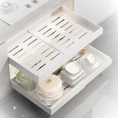 Ausziehbare Schrankorganizer 2er-Set, 31-52 cm, weiß