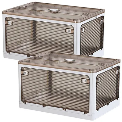 2er-Set Aufbewahrungsboxen, 80 l, faltbar, Kunststoff, weiß